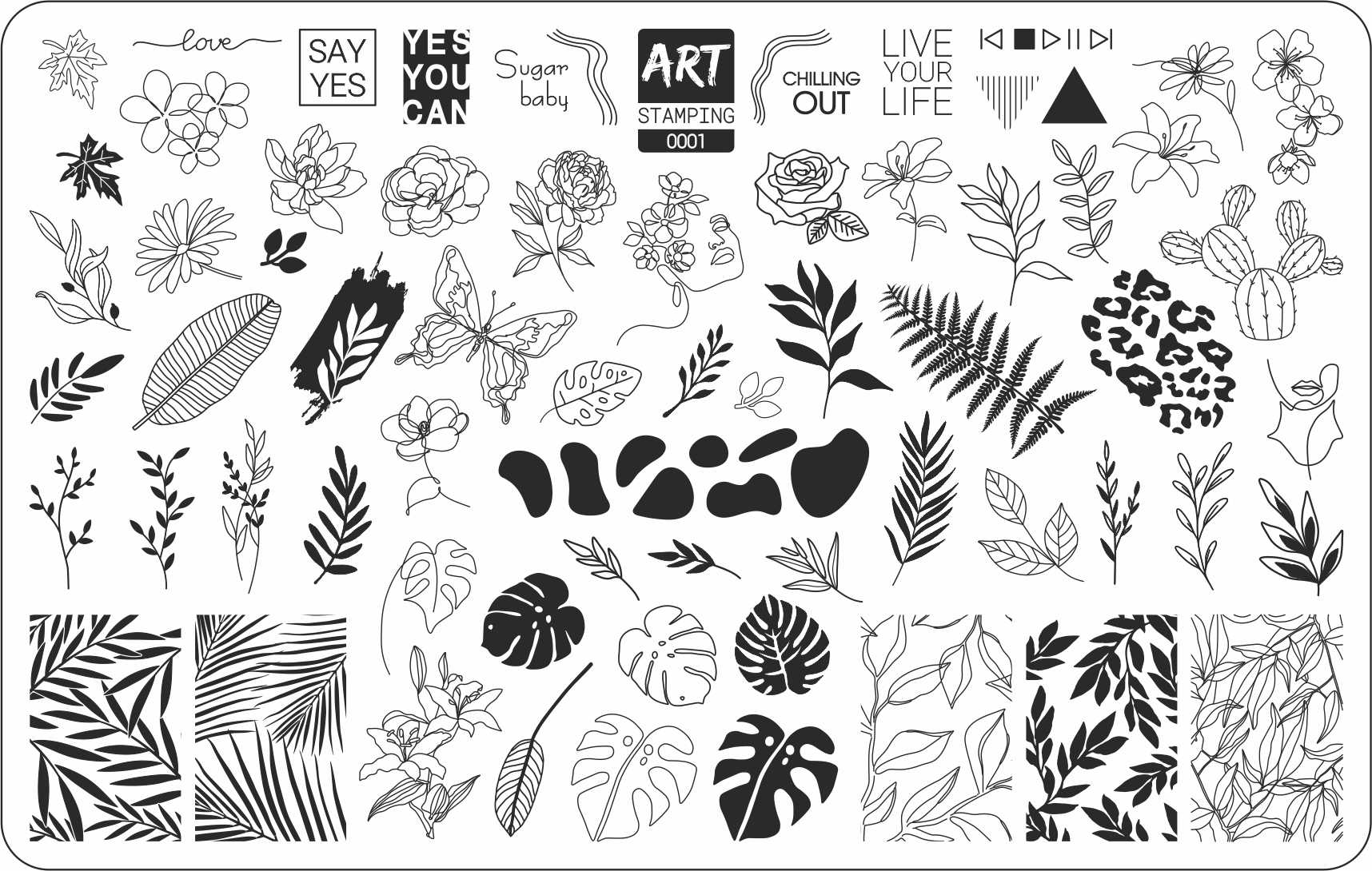 Nail Art Stamping Plate 001 Floral Designs