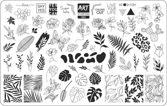 Nail Art Stamping Plate 001 Floral Designs