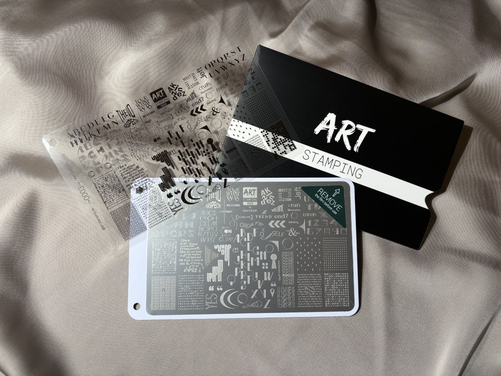 Nail Art Stamping Plate 003 Phrases Texts all products positioned in center